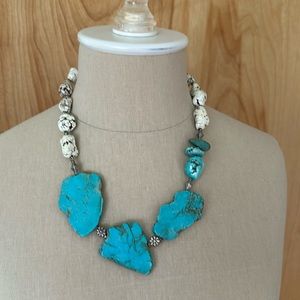 Handmade natural stone statement necklace turquoise